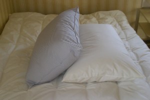 Rousay Station pillows on a regular thickness mattress pad