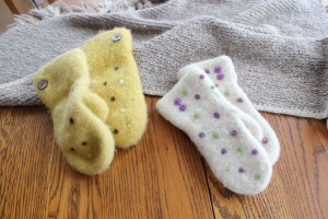 mitts knit with lopi weight lambs wool and fulled for added thickness and warmth